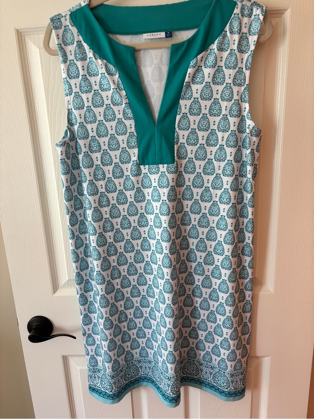 Cabana Life Teal and White Sleeveless Tunic Dress